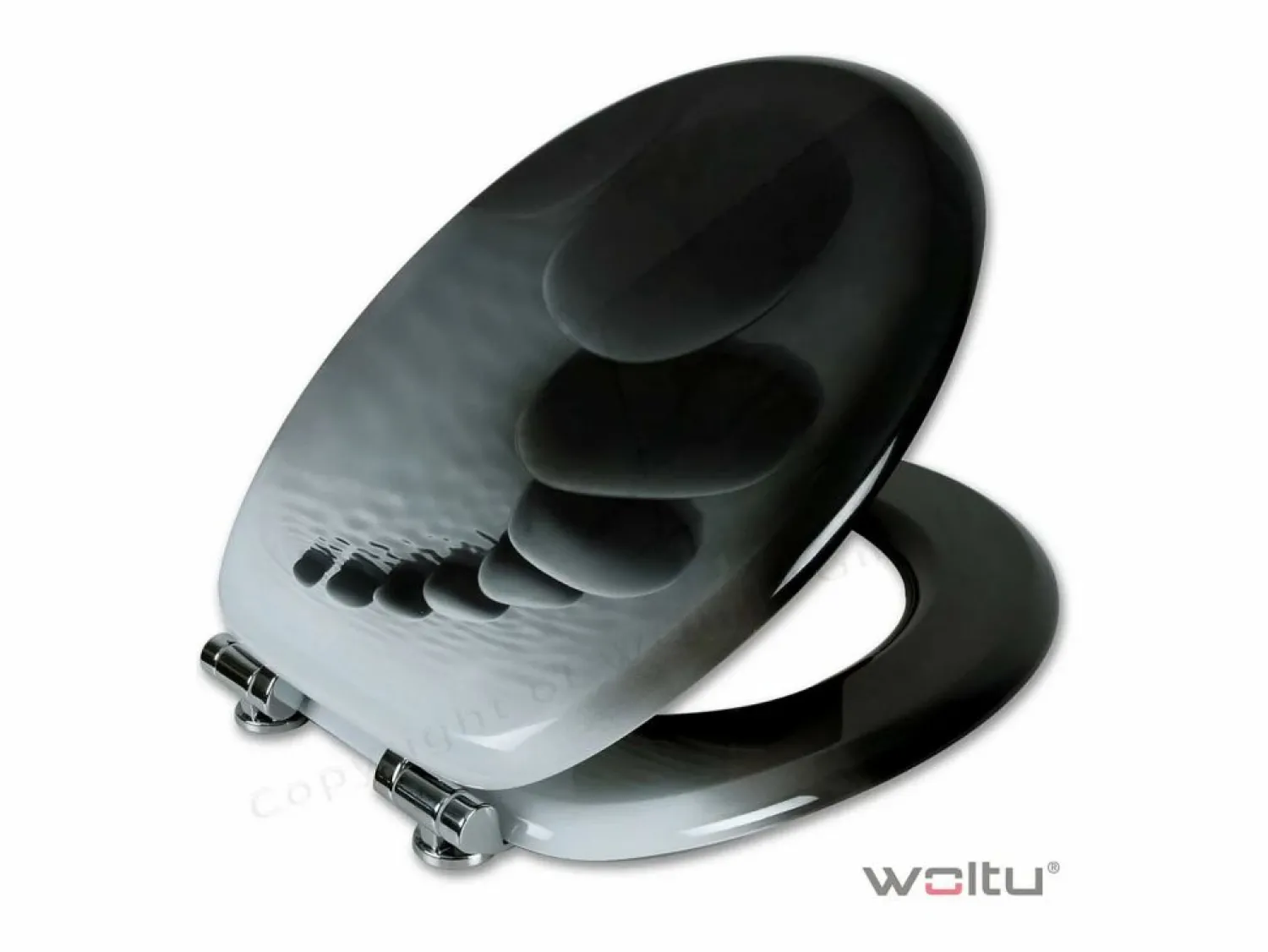 Clearance Helloshop26 Asiento de inodoro de MDF con estampado de piedra negra 19_0000742 Negro