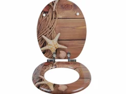 Best Helloshop26 Asiento de inodoro de MDF con mecanismo de bajada automática grado marino 19_0000692 Multicolor