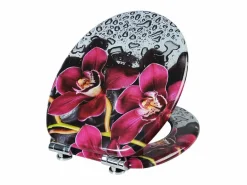 Helloshop26 Asiento de inodoro de MDF con mecanismo de cierre suave color rojo bonito 19_0000712