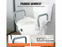 Sale Asiento de Inodoro Elevado SucceBuy, Altura 12,7 cm, Capacidad 158 kg, Ancho Ajustable 48,1 a 55,9 cm, Blanco