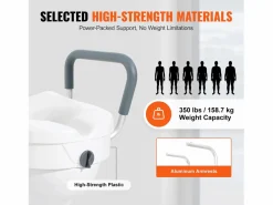 Sale Asiento de Inodoro Elevado SucceBuy, Altura 12,7 cm, Capacidad 158 kg, Ancho Ajustable 48,1 a 55,9 cm, Blanco