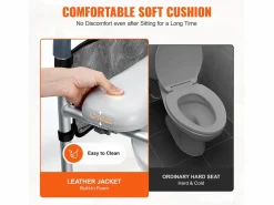 Clearance Asiento de Inodoro Elevado SucceBuy, Ajuste de Altura en 7 Posiciones, 158,7 kg, Estructura de Aluminio Tapa De Inodoro