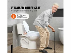 Clearance Asiento de inodoro elevado SucceBuy 10 cm, instalación rápida, plástico resistente, capacidad 136 kg, universal e higiénico Tapa De Inodoro