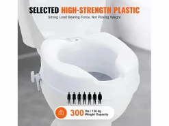 Clearance Asiento de inodoro elevado SucceBuy 10 cm, instalación rápida, plástico resistente, capacidad 136 kg, universal e higiénico Tapa De Inodoro