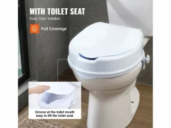 Clearance Asiento de inodoro elevado SucceBuy 10 cm, instalación rápida, plástico resistente, capacidad 136 kg, universal e higiénico Tapa De Inodoro