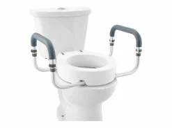 Asiento de Inodoro Elevado SucceBuy, 88,9 mm de Altura, Capacidad 136 kg, Barandillas de Aluminio,