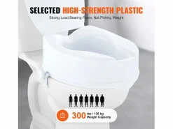 New Asiento de Inodoro Elevado SucceBuy, 12,7 cm de Altura, Capacidad de 136 kg, Elevador Universal, Blanco