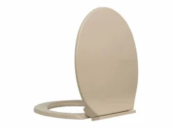 Helloshop26 Asiento de inodoro ovalado con tapa de cierre suave 02_0002921 Beige
