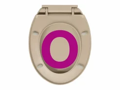 Helloshop26 Asiento de inodoro ovalado con tapa de cierre suave 02_0002921 Beige