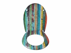 Clearance Helloshop26 Asiento de inodoro retro de Duroplast con mecanismo de cierre suave y cierre rápido 19_0000713 Multicolor