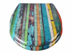Clearance Helloshop26 Asiento de inodoro retro de Duroplast con mecanismo de cierre suave y cierre rápido 19_0000713 Multicolor