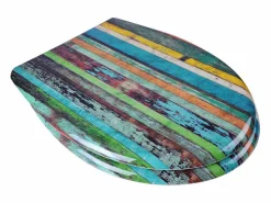 Clearance Helloshop26 Asiento de inodoro retro de Duroplast con mecanismo de cierre suave y cierre rápido 19_0000713 Multicolor