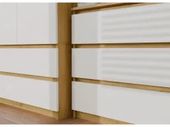 Clearance TOPESHOP ASTER – Cómoda ancha para dormitorio, salón o oficina – 6 cajones – 138x40x75 cm – Artesanal y blanco Marru00f3n / Blanco