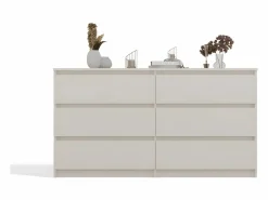 TOPESHOP ASTER - Cómoda grande dormitorio salón oficina - 6 cajones - 138x40x75cm - 6 cajones - estilo escandinavo Beige