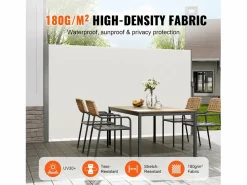 Auvent Laterales Retractil SucceBuy, 180 x 350 cm, Escreen de Privacidad para Terraza y Separador de Valla,