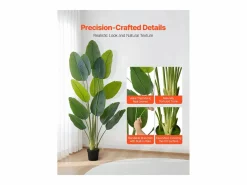 Ave del Paraíso Artificial SucceBuy, 1,8 m, Planta Artificial Tropical en Maceta, Falso Árbol Tropical, Planta Falsa Hojas Polietileno para Salón Verde