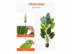 Ave del Paraíso Artificial SucceBuy, 1,8 m, Planta Artificial Tropical en Maceta, Falso Árbol Tropical, Planta Falsa Hojas Polietileno para Salón Verde