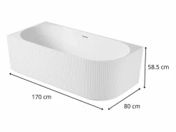 Discount Bañera acrílica acanalada semi-isla blanca 170cm - Esquina izquierda STRIA Bañera Rinconera|Bañera Semi Exenta