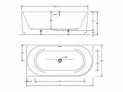 Discount Bañera acrílica acanalada semi-isla blanca 170cm - Esquina izquierda STRIA Bañera Rinconera|Bañera Semi Exenta
