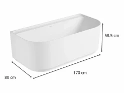 Bañera acrílica de pared blanca EQUINOXE de 170 cm Blanco