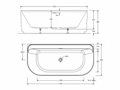Bañera acrílica de pared blanca EQUINOXE de 170 cm Blanco