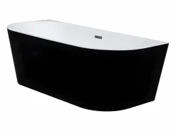 Discount Bañera acrílica negra, 245L, 170 x 75 x 58 cm, DIVINA Bañera Semi Exenta