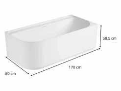 Outlet Bañera acrílica semi-exenta blanca de 170 cm - Ángulo recto EQUINOXE Blanco