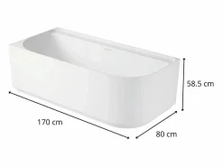 Hot Bañera acrílica semi-exenta blanca de 170 cm - Esquina izquierda EQUINOXE Blanco