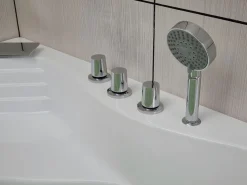 Best Bañera angular hidromasaje sistema de cascada AGLENA - 2 plazas - 350L - 150 x 150 x 60 cm Bañera De Hidromasaje|Bañera Rinconera
