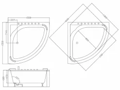 Best Bañera angular hidromasaje sistema de cascada AGLENA - 2 plazas - 350L - 150 x 150 x 60 cm Bañera De Hidromasaje|Bañera Rinconera