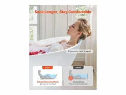 Bañera Autoportante SucceBuy en Acrílico, Bañera Isla Moderna y Elegante, 170x74 cm, Gran Capacidad 215 L, con Rebosadero y Desagüe en Níquel Cepillado