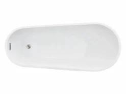 Bañera Autoportante SucceBuy en Acrílico, Bañera Isla Moderna y Elegante, 170x74 cm, Gran Capacidad 215 L, con Rebosadero y Desagüe en Níquel Cepillado