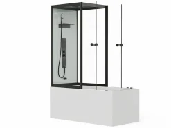 Clearance Shower & Design Bañera con ducha balneario - Negro - L150 x P75 x Alt. 215 cm - 36 jets - DARIA Negro / Blanco