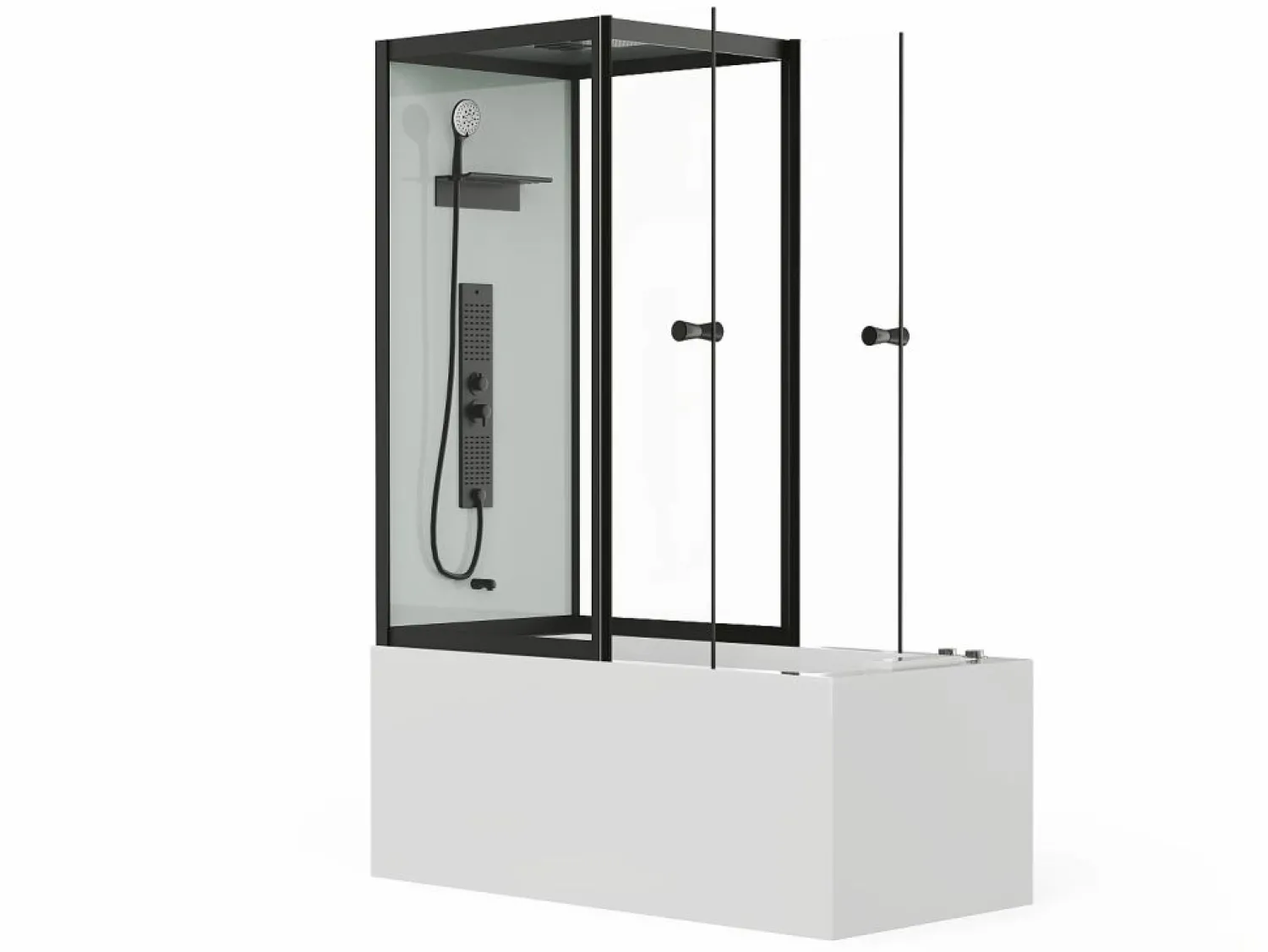Clearance Shower & Design Bañera con ducha balneario - Negro - L150 x P75 x Alt. 215 cm - 36 jets - DARIA Negro / Blanco