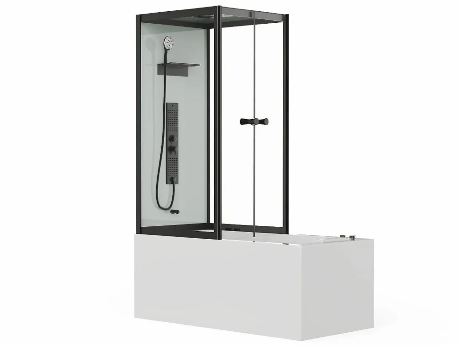 Clearance Shower & Design Bañera con ducha balneario - Negro - L150 x P75 x Alt. 215 cm - 36 jets - DARIA Negro / Blanco