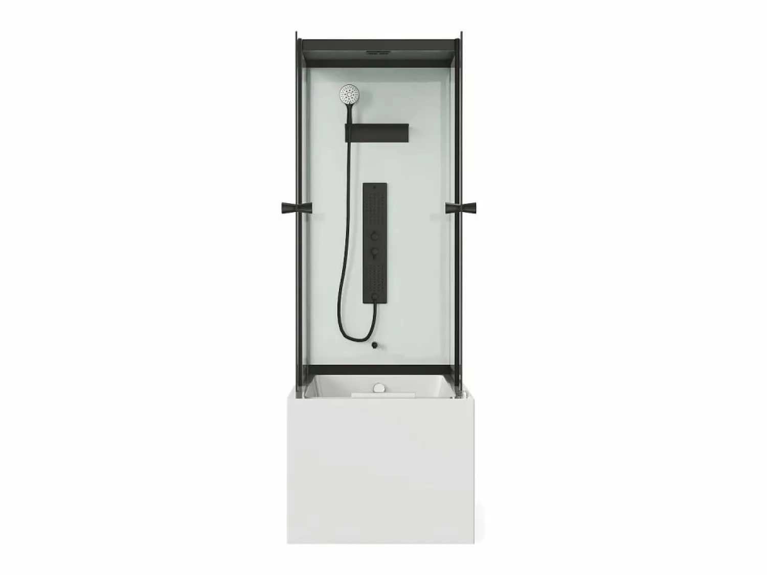 Clearance Shower & Design Bañera con ducha balneario - Negro - L150 x P75 x Alt. 215 cm - 36 jets - DARIA Negro / Blanco