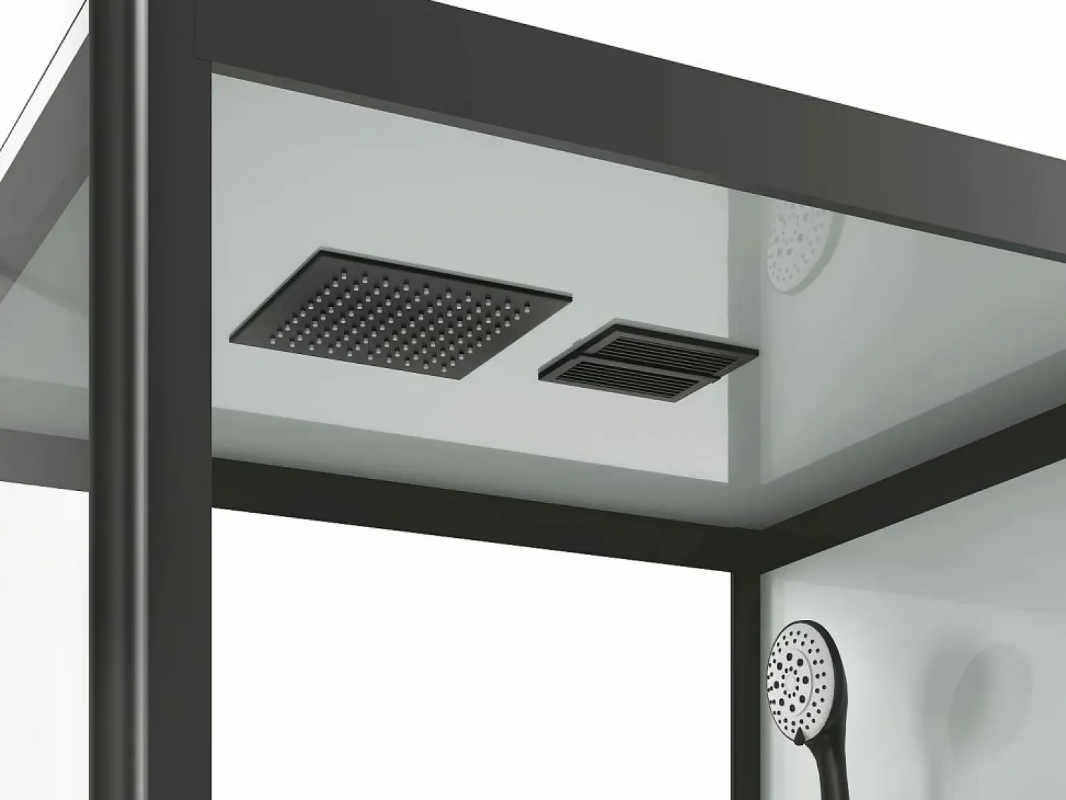 Clearance Shower & Design Bañera con ducha balneario - Negro - L150 x P75 x Alt. 215 cm - 36 jets - DARIA Negro / Blanco