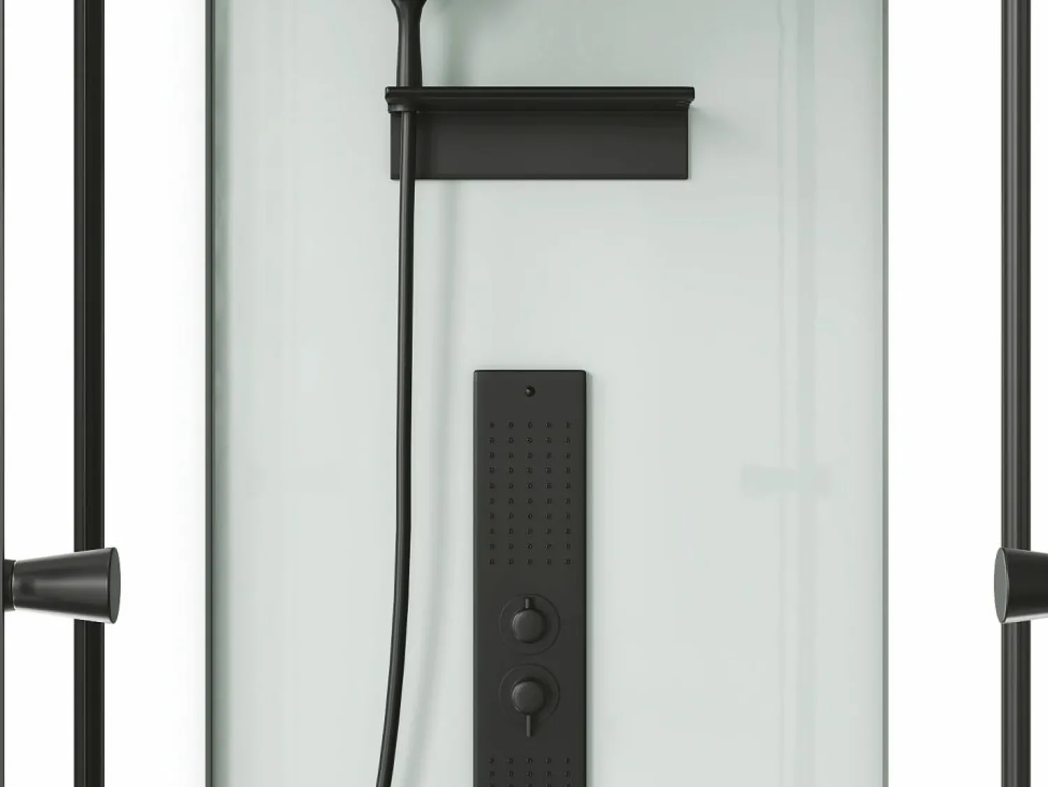 Clearance Shower & Design Bañera con ducha balneario - Negro - L150 x P75 x Alt. 215 cm - 36 jets - DARIA Negro / Blanco