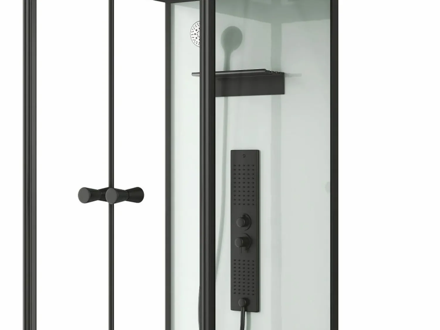 Clearance Shower & Design Bañera con ducha balneario - Negro - L150 x P75 x Alt. 215 cm - 36 jets - DARIA Negro / Blanco