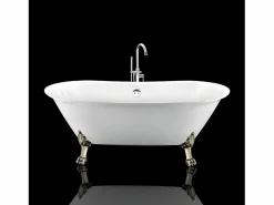 New ROGIER & MOTHES Bañera con patas SURRY HILLS 165 cm patas LEÓN BRONCE ENVEJECIDO Blanco / Amarillo