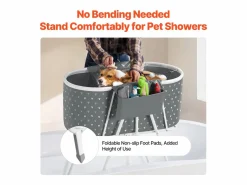 Bañera de Aseo, SucceBuy Bañera Plegable para Mascotas Pequeñas, Gris