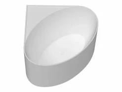 Online Shower & Design Bañera de esquina ovalada de acrílico, mate, 176L, 100 x 100 x 58 cm, MARTA Blanco