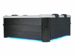 Hot Mspa Bañera de hidromasaje 6 plazas antracita con LED, L160 m x l160m x Alt. 65 cm, NAPUKA de Gris