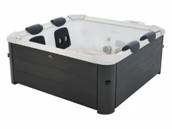 Hot Mspa Bañera de hidromasaje 6 plazas antracita con LED, L160 m x l160m x Alt. 65 cm, NAPUKA de Gris