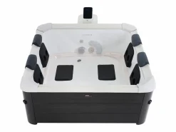 Hot Mspa Bañera de hidromasaje 6 plazas antracita con LED, L160 m x l160m x Alt. 65 cm, NAPUKA de Gris