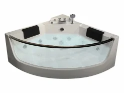 Shower & Design Bañera de hidromasaje angular de cristal, 2 plazas, 330 L, 138 x 138 x 59 cm - EVELINA
