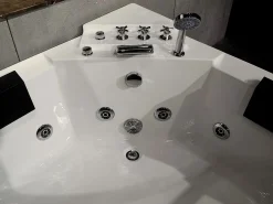 Shower & Design Bañera de hidromasaje angular de cristal, 2 plazas, 330 L, 138 x 138 x 59 cm - EVELINA
