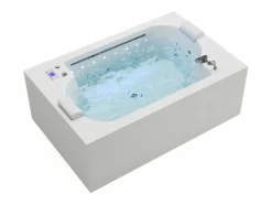 Online Shower & Design Bañera de hidromasaje blanca - 2 plazas - 450 L - 185 x 120 x 65 cm - DEFORIA Blanco