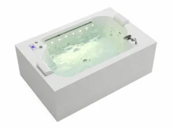 Online Shower & Design Bañera de hidromasaje blanca - 2 plazas - 450 L - 185 x 120 x 65 cm - DEFORIA Blanco
