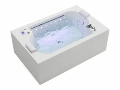 Online Shower & Design Bañera de hidromasaje blanca - 2 plazas - 450 L - 185 x 120 x 65 cm - DEFORIA Blanco